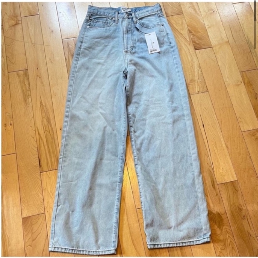 NWT Princess Polly PP Denim Eithan wide leg high rise light wash jeans sz eight